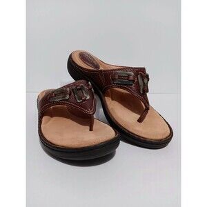 Clark's Artisan Brown Leather Slip On Sandal Women's Sz 7 M